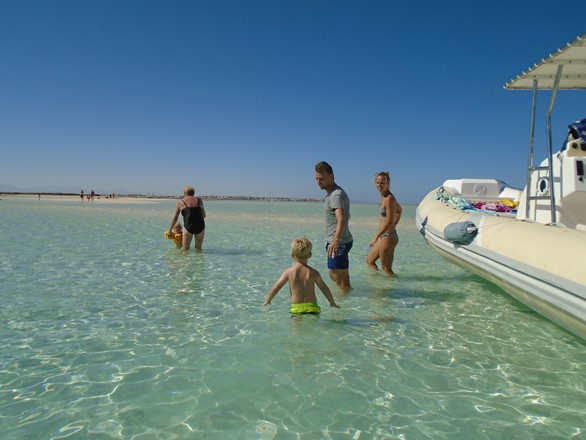 Swimming around Hurghada islands with private speedboat